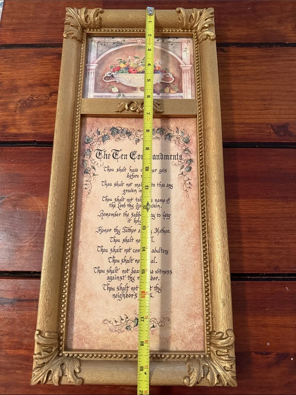 Gold Framed 'The Ten Commandments' Wall Art